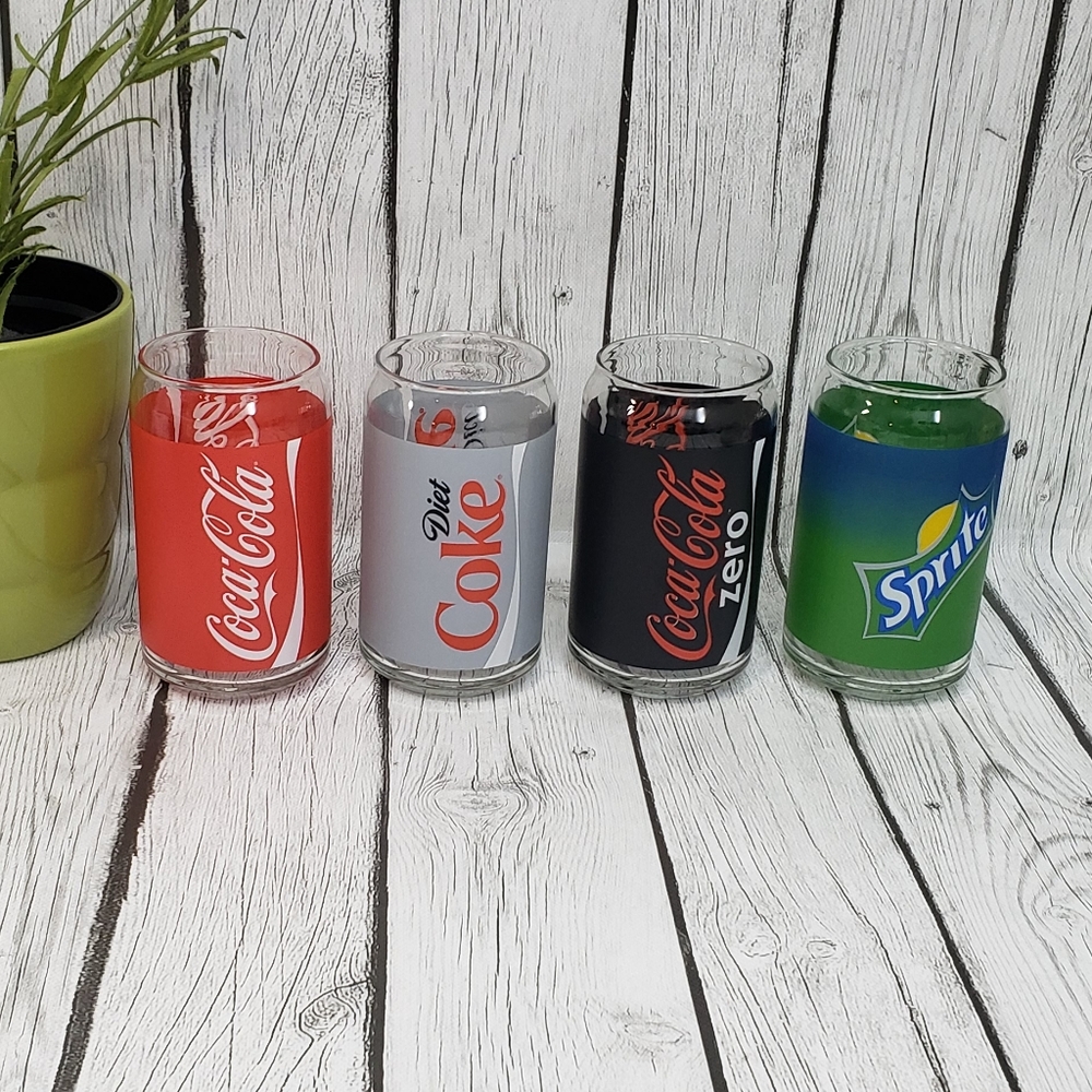 Luminarc Coca-Cola Assorted Decorated Retro Glass Cans, 16oz Capacity